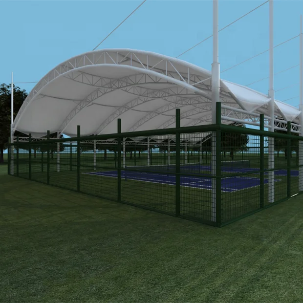 Architectural stadium tent roof cover PVDF membrane structure basketball tennis court roof