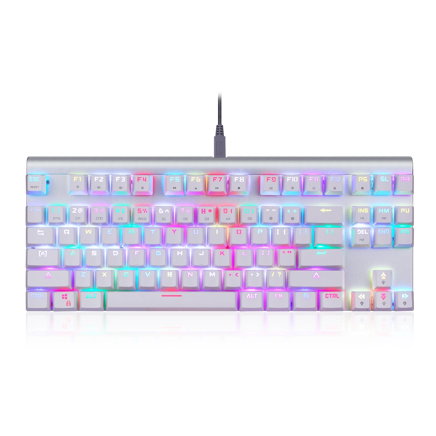 Wholesales Shenzhen Motospeed Mototech RGB OUTEMU Blue Switch 87 Keys Arabic laser Mechanical Gaming Keyboard