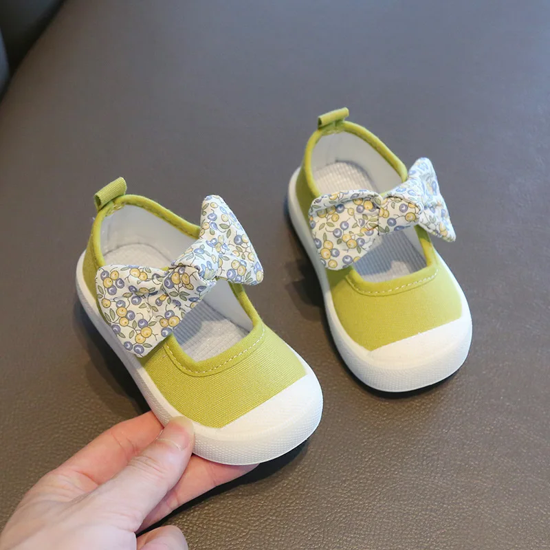 Size 17-28 Autumn Spring Children Girls Shoes Cute Bowknot Princess Child Shoes Candy Color New Style Canvas Shoes Kids