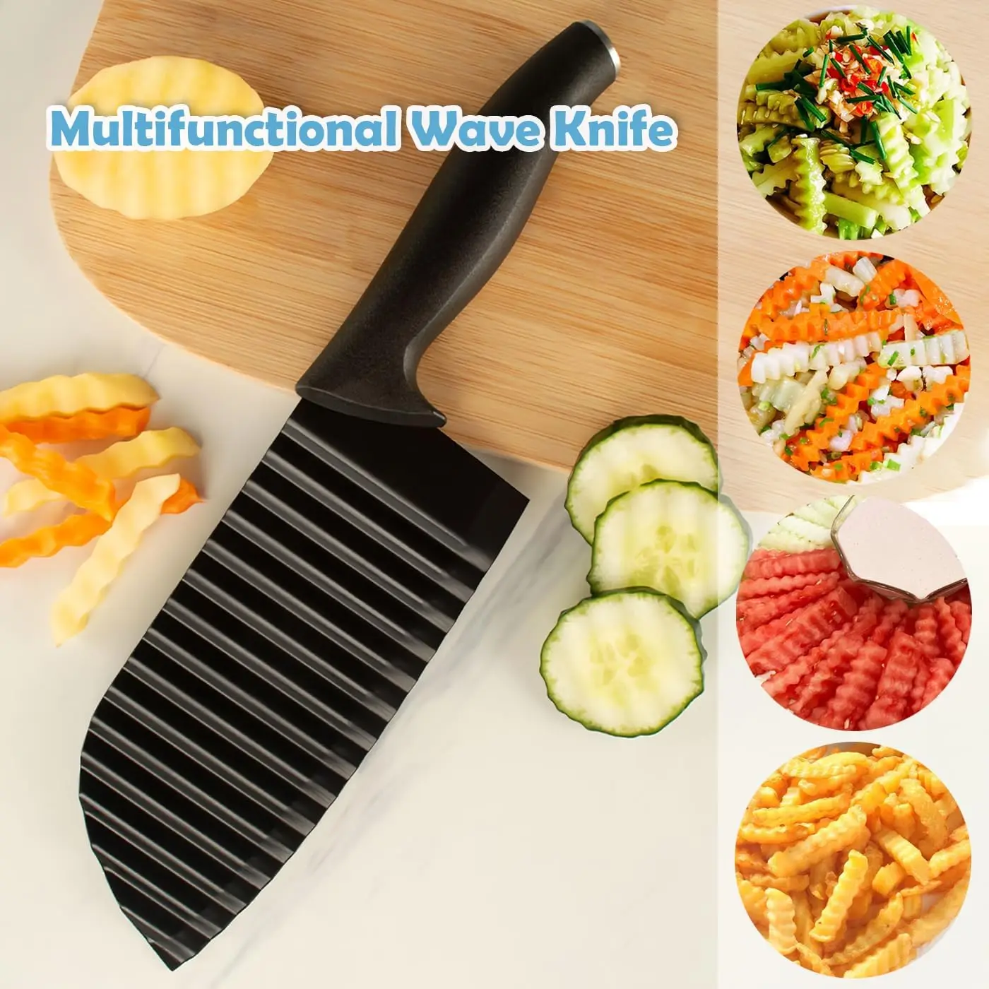 High Quality Wave Knife Stainless Steel French Fry Slicer Crinkle Cutter for Veggies Potatoes