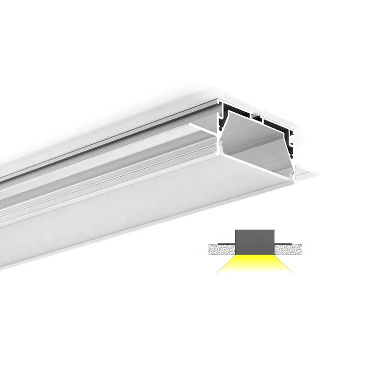 ALP095 75mm Wide Plaster-in Trimless Recessed Drywall Matte White Aluminum LED Profile For 12.5mm Plasterboard