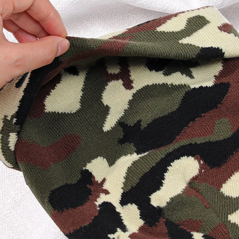 Customize Jacquard Camo Beanies High Quality Camouflage Fisherman Beanie Winter Acrylic Knitted Beanies With Custom Logo