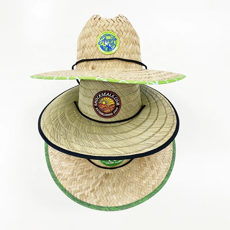 Модные ковбойские натуральные соломенные шляпы Lifeguard с вышитым логотипом печатным рисунком солнцезащитные рыболовные широкополадные пляжные на