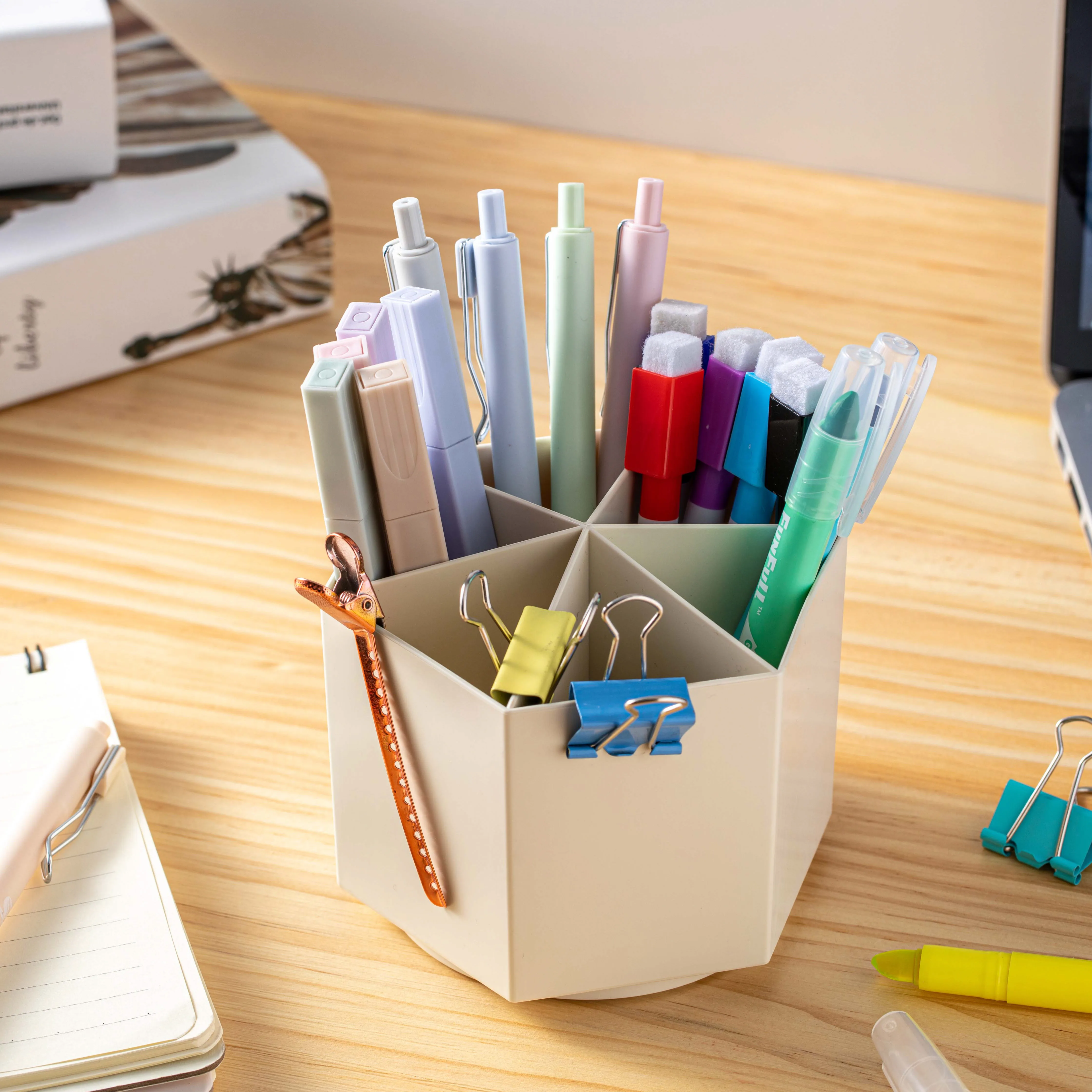 Pencil Stand Desk Fancy Storage Container Desk Mesh Organizer Table Spinning Pen Holder Custom Plastic Multifunction Wholesale