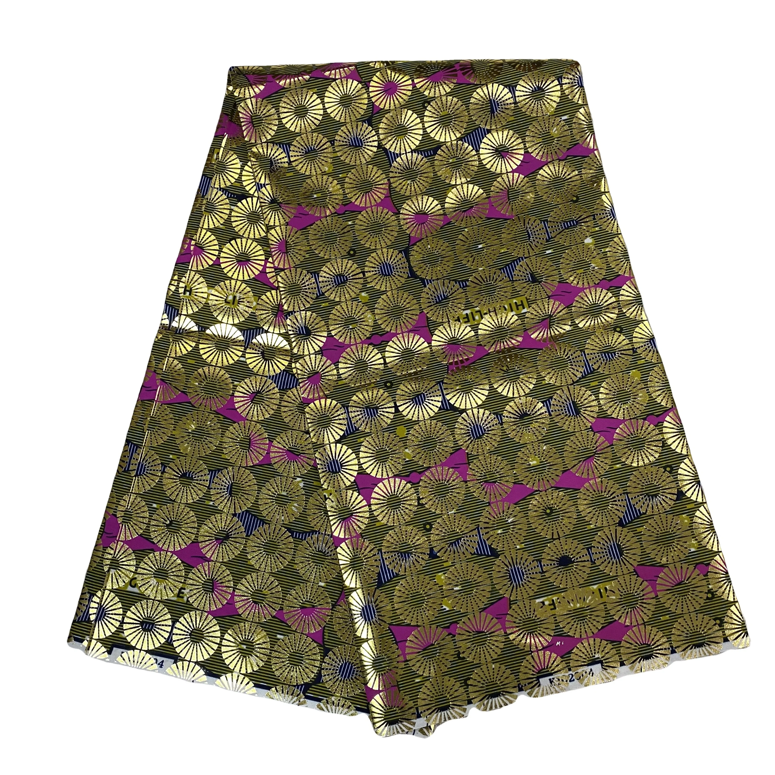 Customized LOGO 100% Polyester  Super Gold Wax Prints Holland Golden Wax Pagne Africain fabrics for clothing