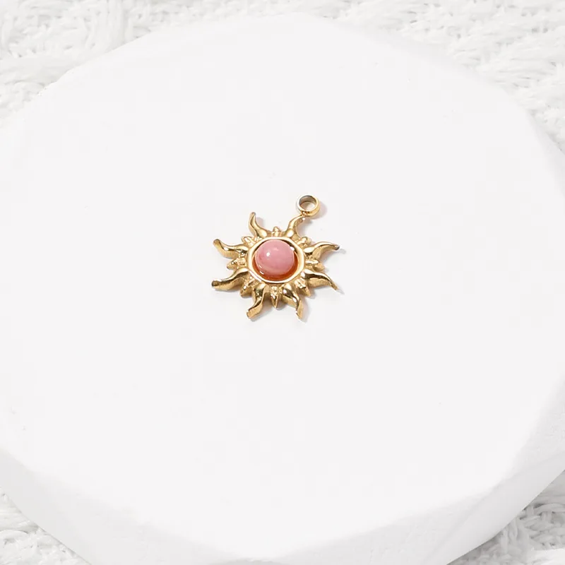 Bohemian Natural Stone Stainless Steel Sun Pendant Jewelry Accessories DIY 18K Gold Plated Necklace Bracelet Earrings