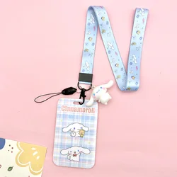 Cartoon Anime Lovely Melody Kuromi Cinnamoroll Design Student Name Tag Card With Pendant Full Cover Neck Straps Wholesale Custom