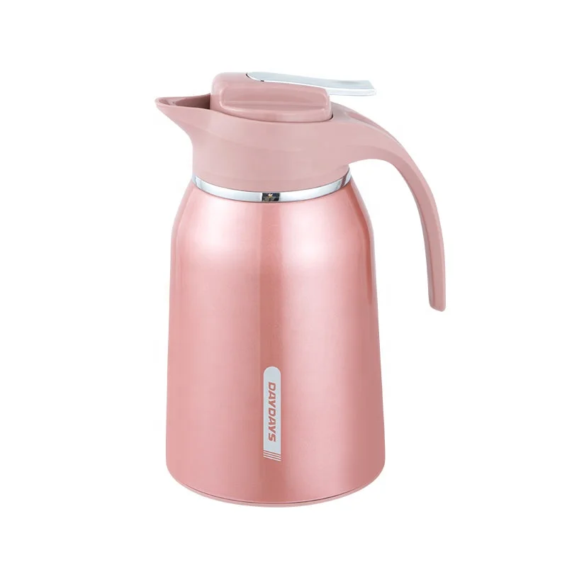 Daydays 1000ml coffee pot stainless steel PINK Glass Refill thermal jug vacuum flask