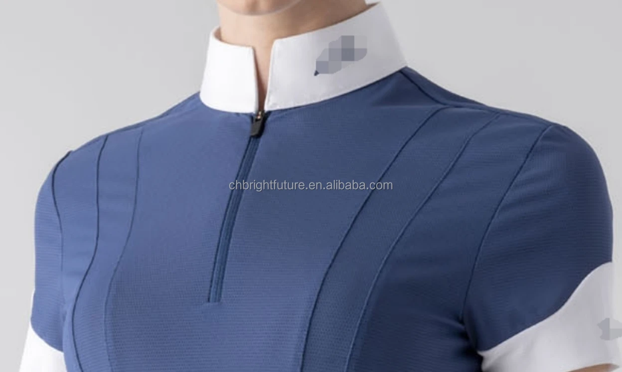 Custom LOGO Riding Shirts Horse Polo Shirt Tops Clothing Manufacturers Show Zip Top Women Equestrian Base Layers 2024