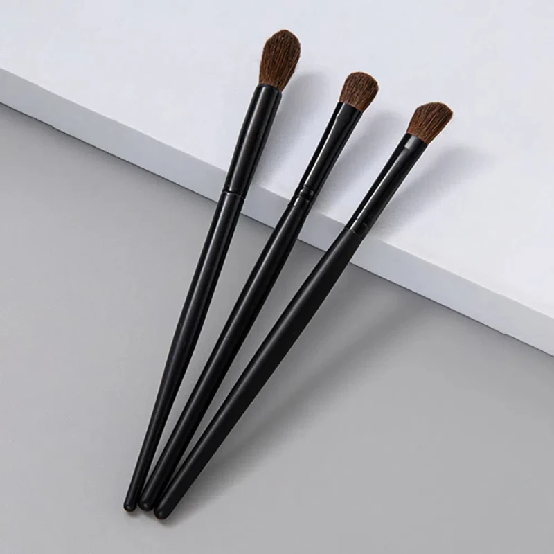 Hot Sale 3pcs Horse Hair Eyeshadow Brush Angled Eyeshadow Brush Angled Eyebrow Highlight Round Brush