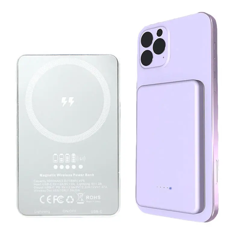Mini magnetic wireless charger power bank magnets wireless charging power bank 20w magnetic wireless power bank for smart phone