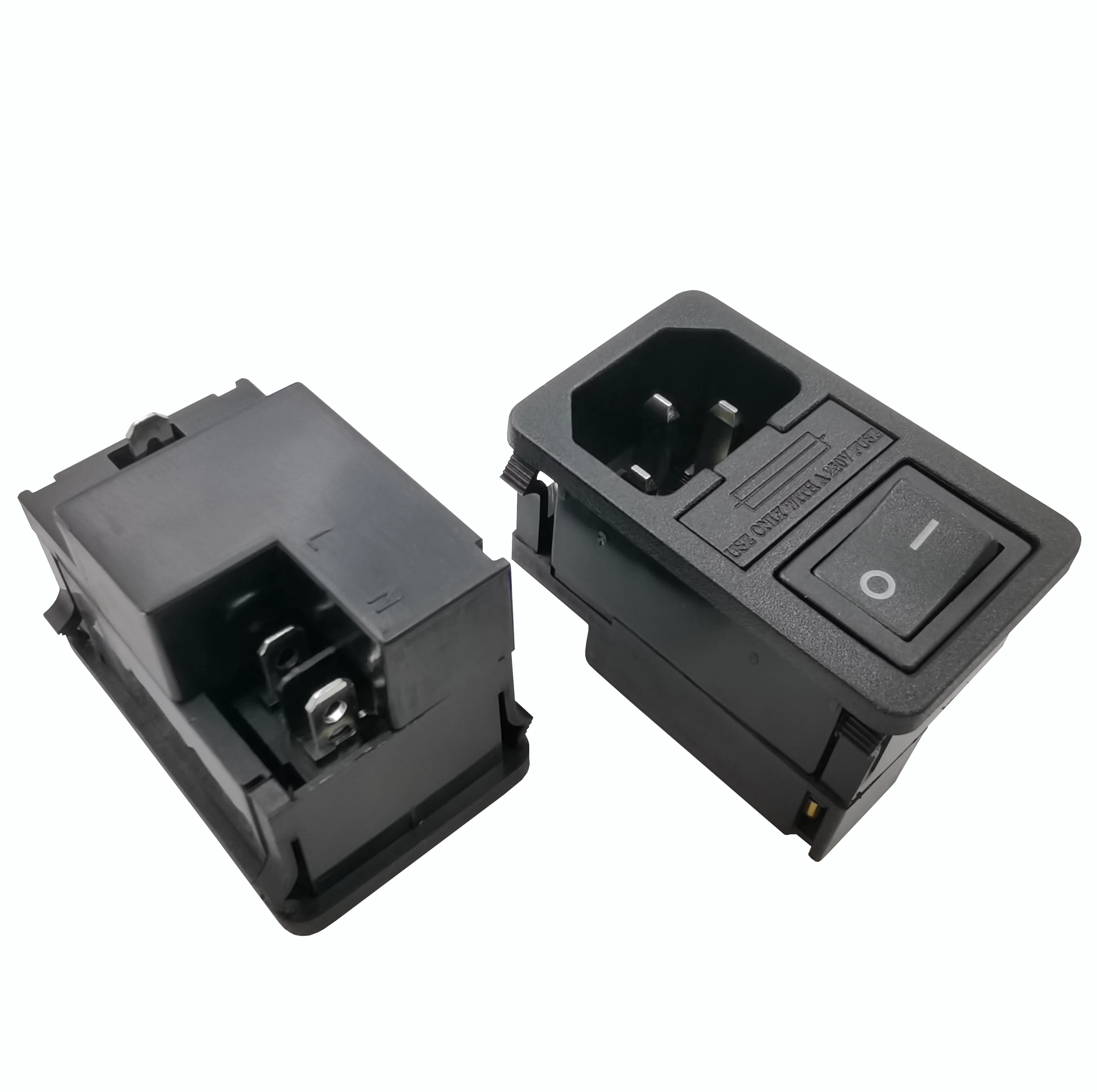 Manufacture provide JEC black switch 3Pin on off male ac appliance socket with fuse