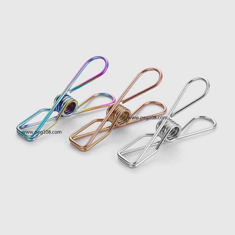 China factory colorful 316 stainless steel peg and stainless steel cloth pegs and rainbow Metal clothes peg