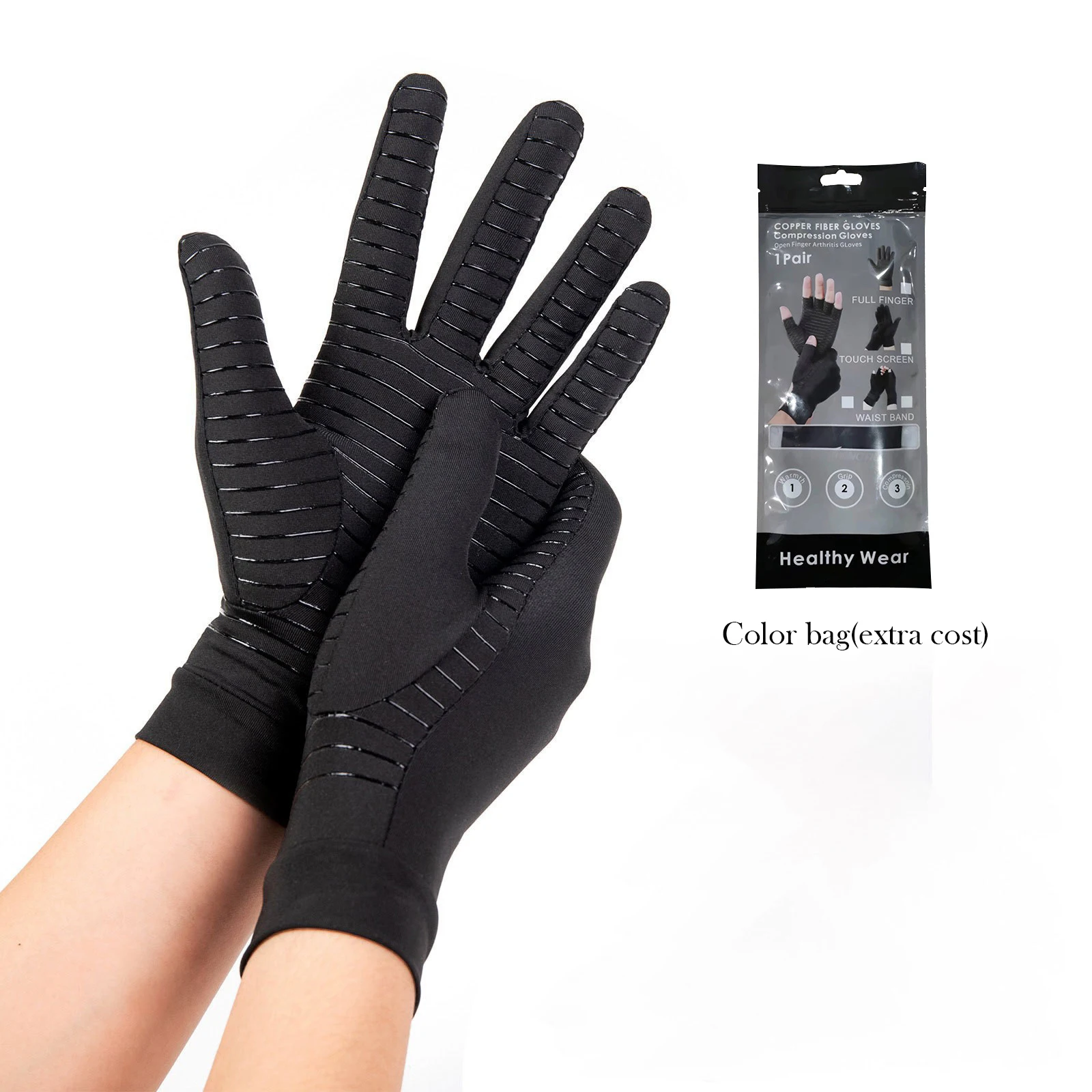 Men Sports Running Driving Copper Fiber Touch Screen Full Finger Gloves Hand Pain Compression Gloves For Men Women