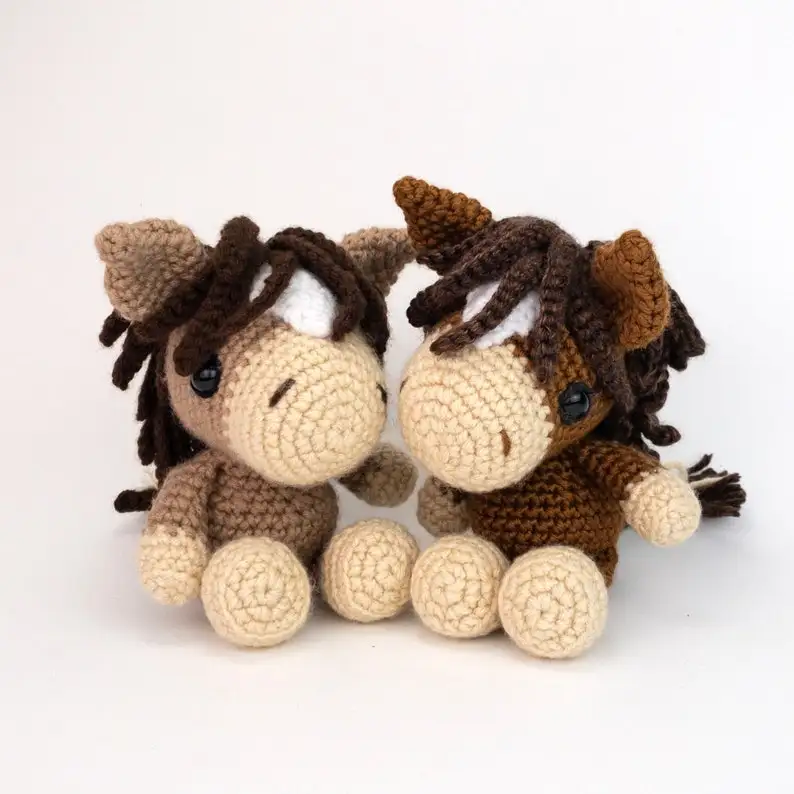 Crochet Baby Tiny Toys Knit Stuffed Handmade Farm Animals Amigurumi Horse Crochet Horse