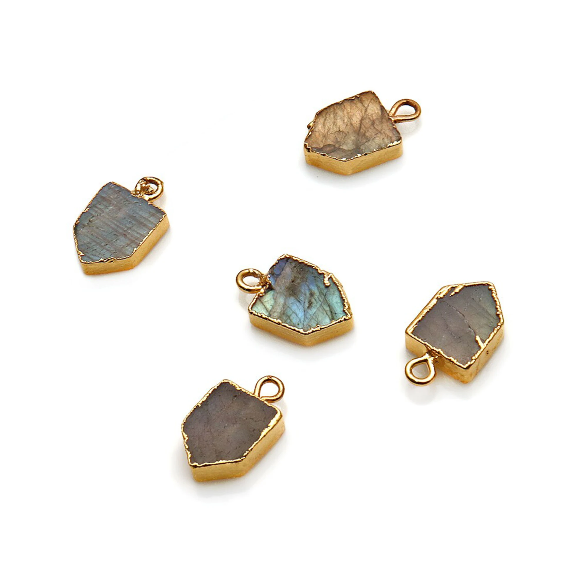 24K Gold Electroplated DIY Bail Pentagon Shape Gemstone 16x9 MM Connector for Jewelry Making Charms Supply from Wholesaler