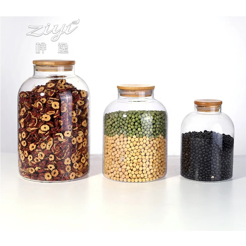 Стеклянная банка из боросиликатного стекла, большая емкость для хранения для кухни, стеклянные контейнеры с крышками, индивидуальный дизайн