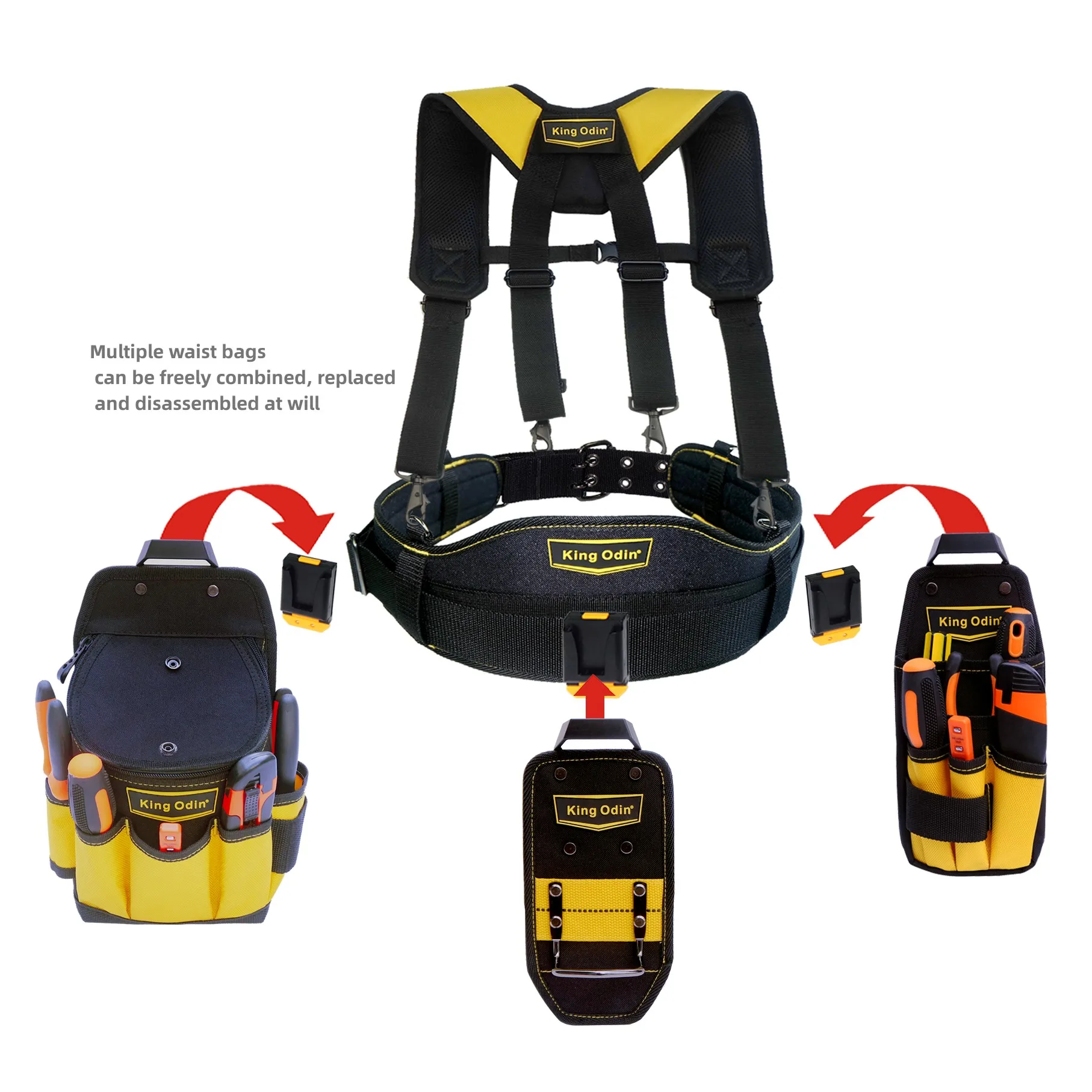 Multiple tool belt waist bags  freely combined, Tool Belt With Suspender And Clip-on Tech System tool waist  bag