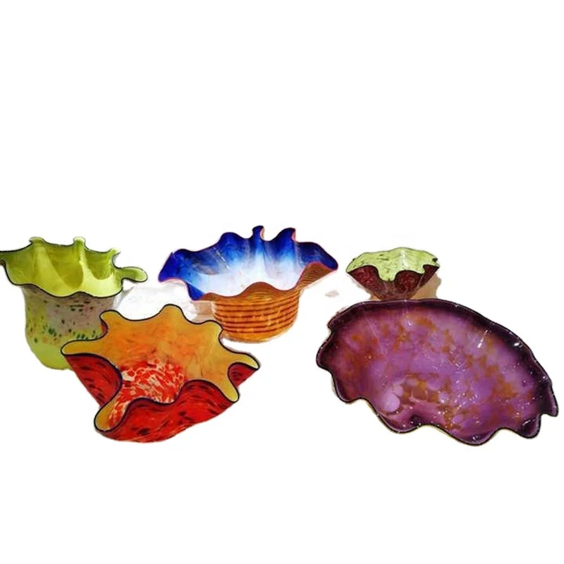 Factory Handmade Murano Glass Flower Vase Blue Colors Luxury Large Glass Bowls for Home Decor