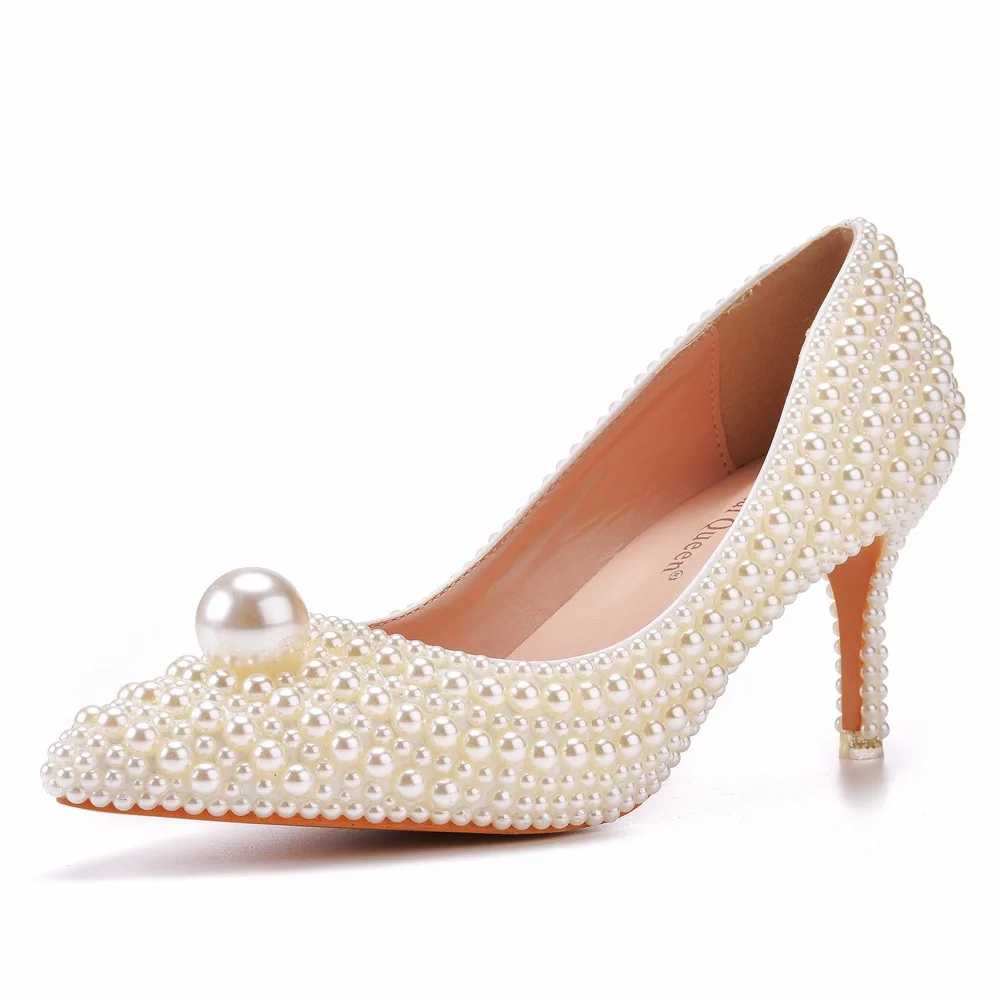 Foreign trade large size women  pearl wedding shoes bridal shoes dinner women shoes