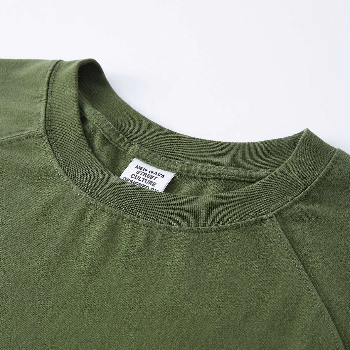 High Quality OEM 310gsm 100% Cotton Heavyweight Custom Printed Plain Raglan Sleeve T Shirt Graphic T-shirts with Pocket