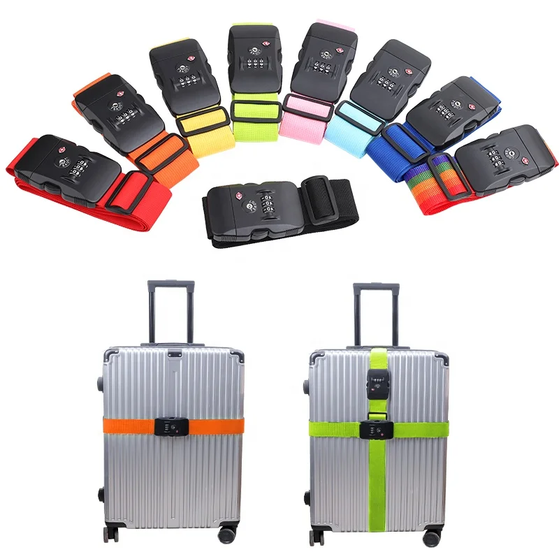 Spot goods Adjustable Travel suitcase luggage belt  sublimation polyester tsa lock luggage belt strap