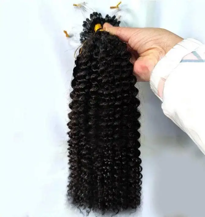 New Design Natural Color Kinky Curl Micro Loop Hair Extention For Wholesales