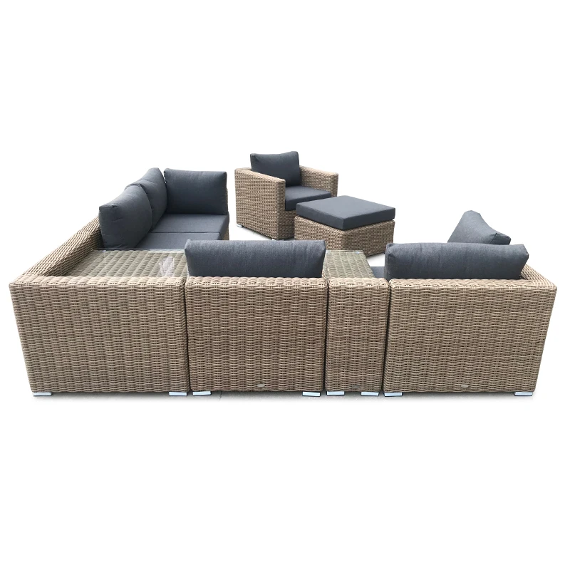 Outdoor Garden Lounge Rattan Furniture Wicker Aluminum Rattan Sofa with Side Table