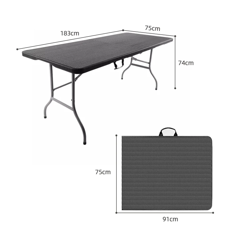 HOMFUL Hot Selling HDPE Plastic Table Plastic Rattan Folding Table For Outdoor Dining Wedding