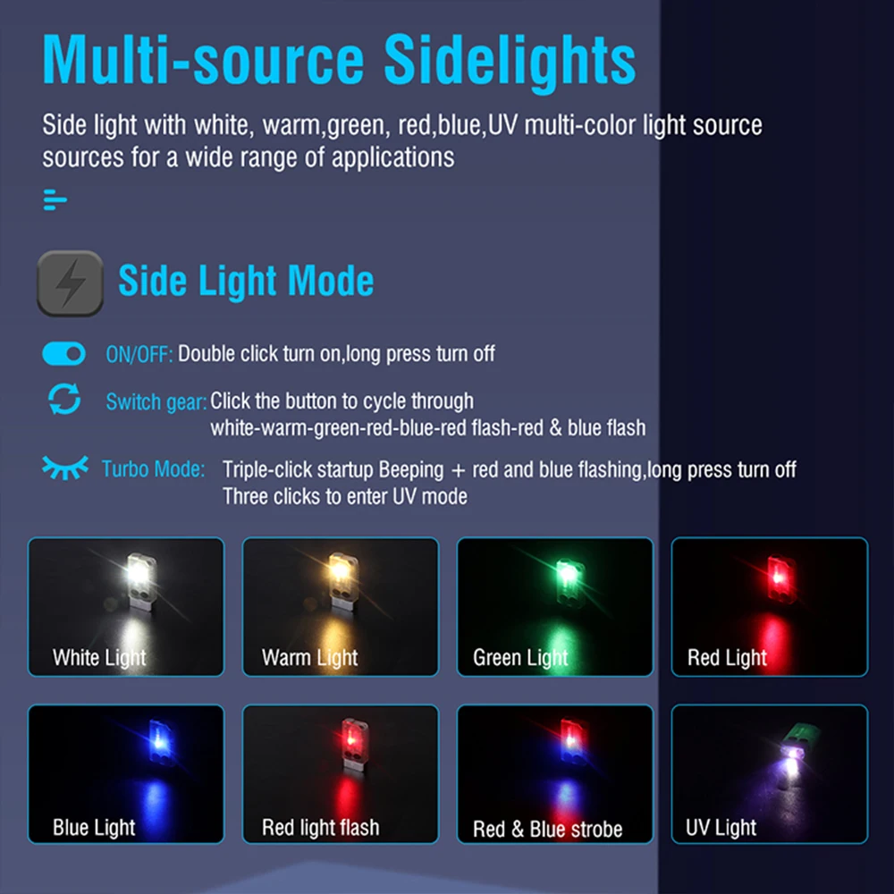 Small Powerful EDC Flashlight 1000 LM Rechargeable Powered Mini Pocket Keychain Flash Light with 365nm UV Red Green Blue Light