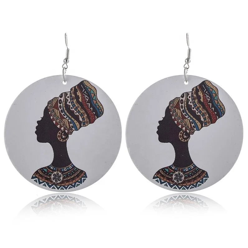 Multi Styles Free Choice Fashion Round Wood Earrings Africa, Wooden African Black Girl Earrings