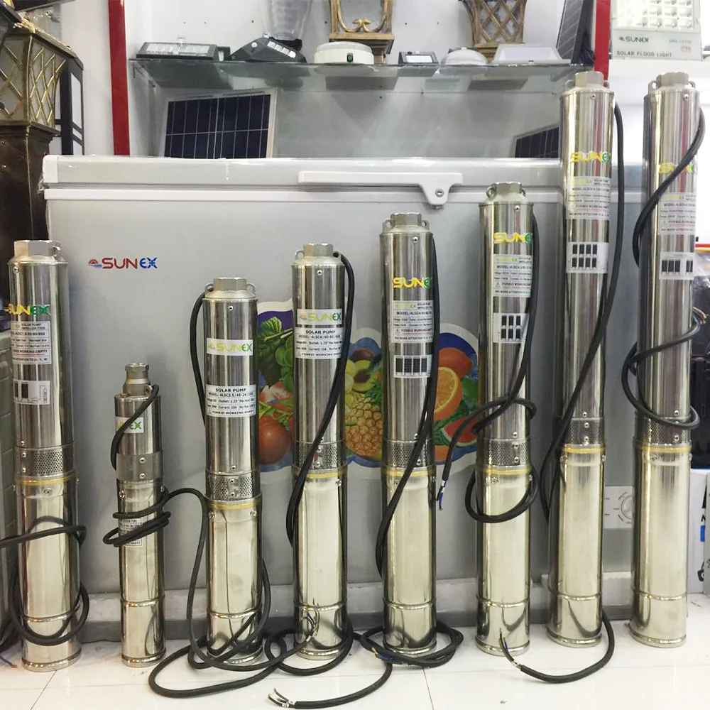 0.8HP~4HP Brushless Impeller Solar Submersible Deep Well Water Pump With Controller Submersible Solar Water Pump For Irrigation