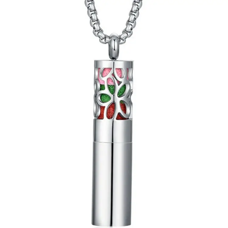 Hollow Design Stainless Steel Essential Oil Diffuser Locket Perfume Bottle Pendant Necklace