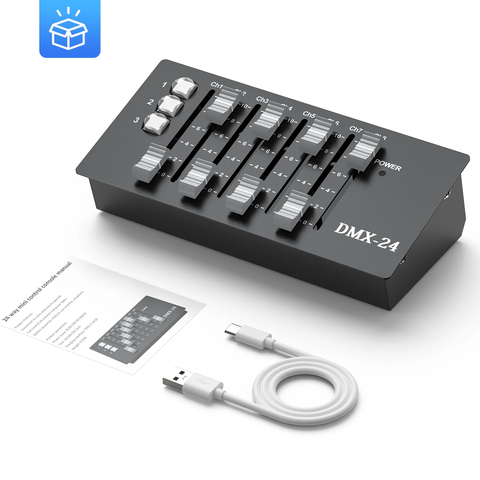 U`King Portable DMX Console MIDI Operator DMX24 Channel DJ Party Stage Lighting Controller Disco