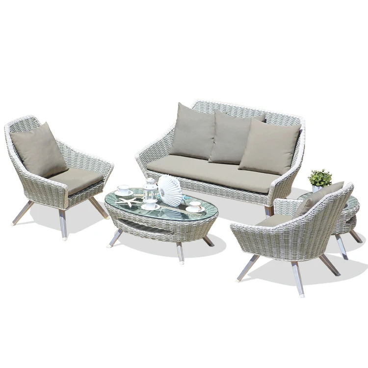 MX all weather waterproof aluminum frame gray wicker rattan outdoor sofa set