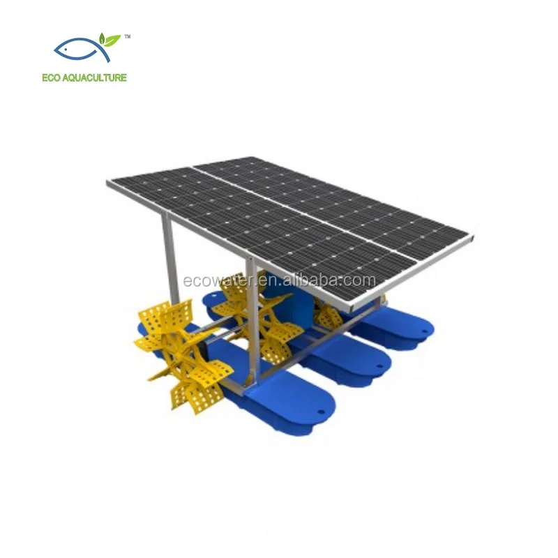 Ecoaquaculture  solar paddle wheel aerator dc solar water oxygenator aerator for fish pond solar powered impeller paddle wheel a