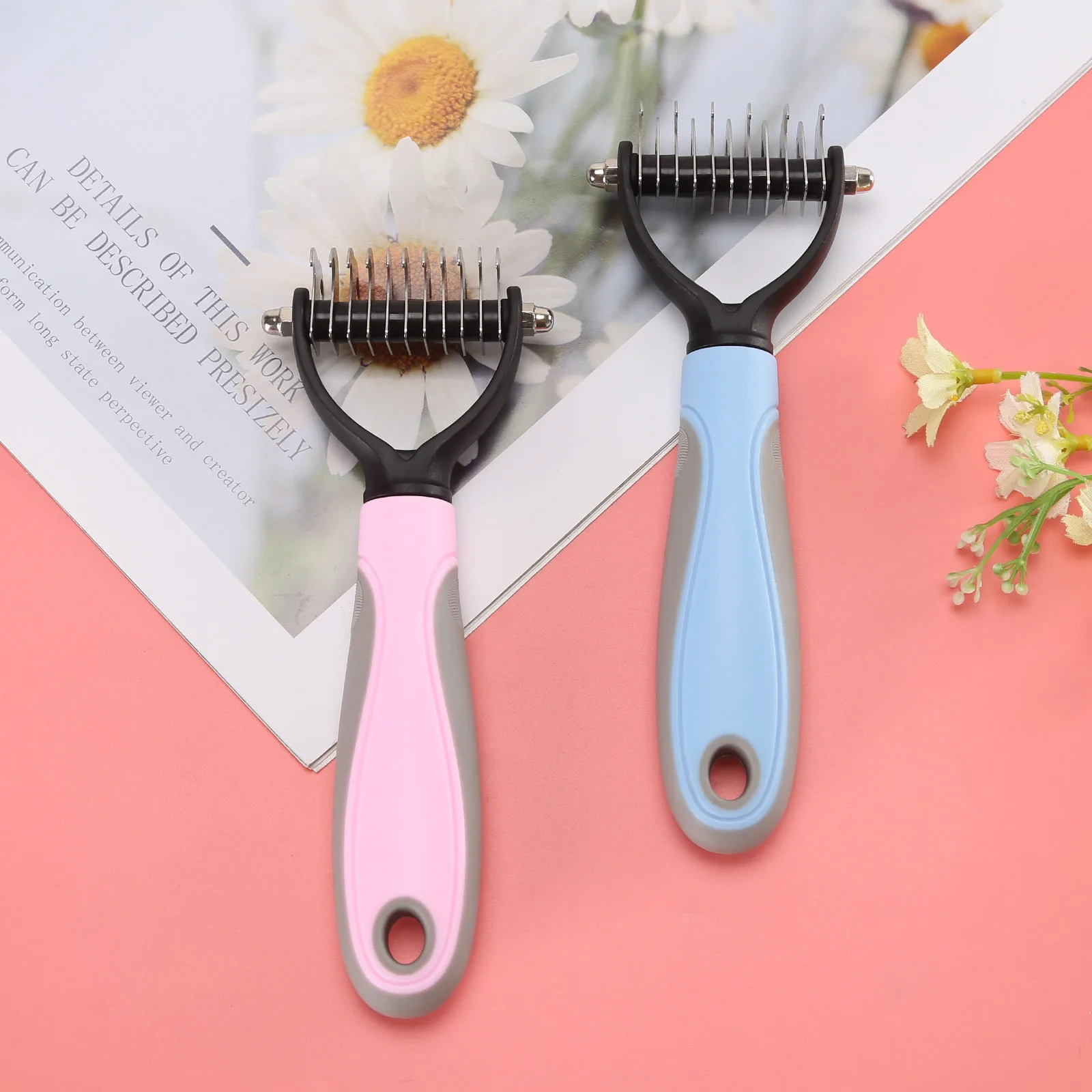 Professional Pet Hair Comb Removal Tool for Dogs and Cats Effective Fur Trimming and Dematting Comb for Long Hair Curly Coats