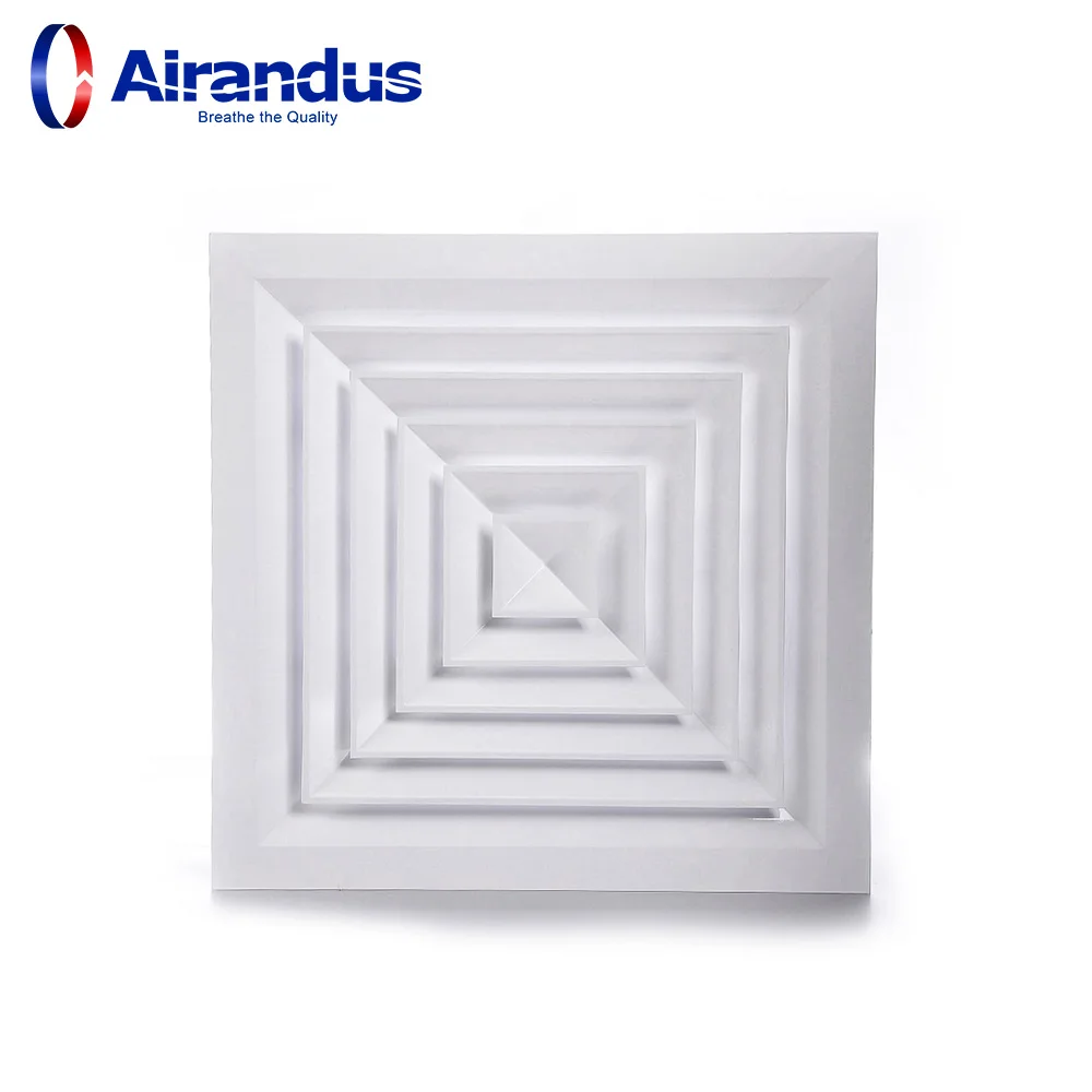Square 4-Way square aluminum air vent grille outlet ceiling diffuser air grilles for ventilation