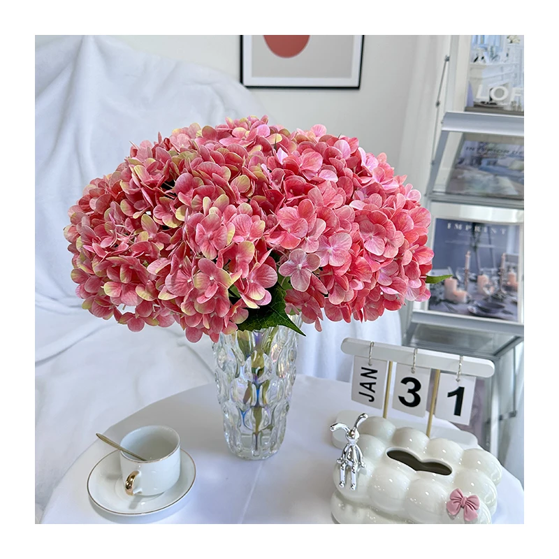 QYY-66 High quality Faux real touch Hydrangea bundle  Artificial Real Touch Hydrangea flower Home Wedding Decoration