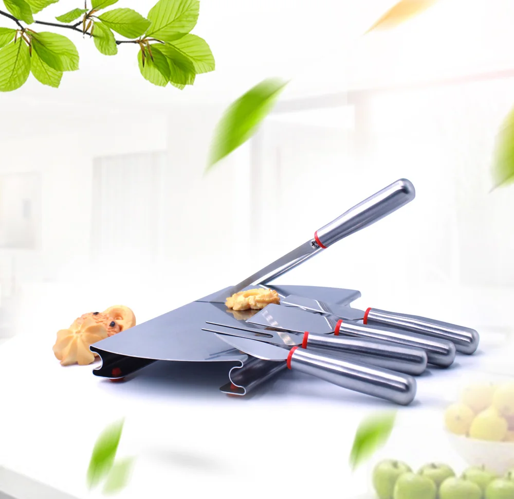 Factory Direct Durdable Stainless Steel Cutting Cheese Slicer Board with 4 Pieces Set Cheese Knives