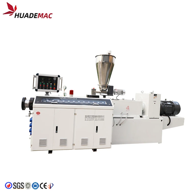 zhangjiagang Cleap PVC Conical Twin Screw Extruder UPVC PVC material double screw plastic extruder