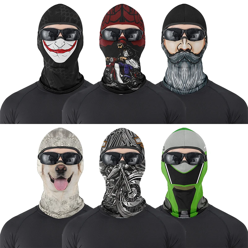 Factory Price 3D Animal Novelty Pattern Full Face Mask Neck Gaiter UV Protection Motorcycle Balaclava Mask
