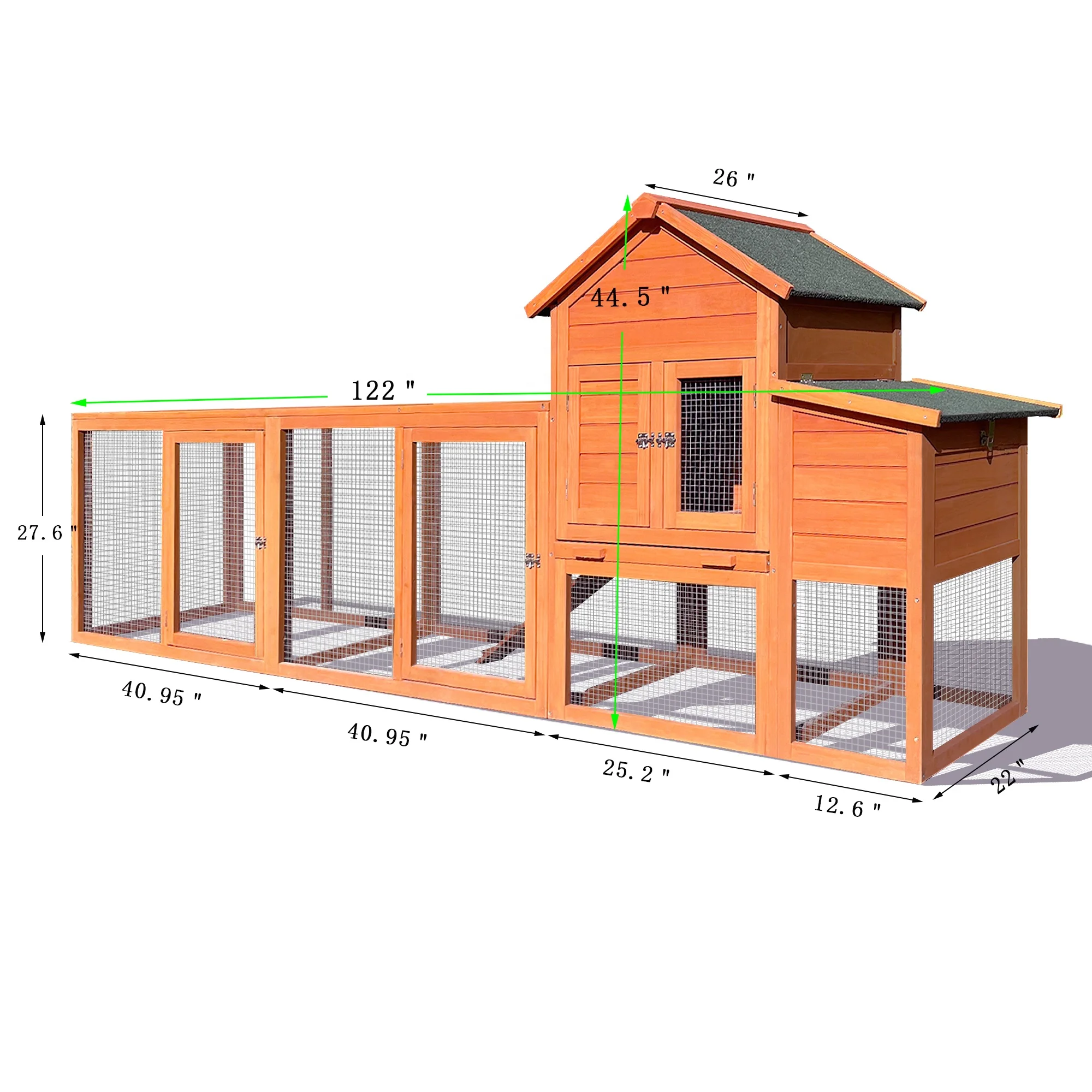 Wooden Chicken house with run Customized Solid Wood Outdoor Hen Cage House Wooden Large Size Chicken Coop