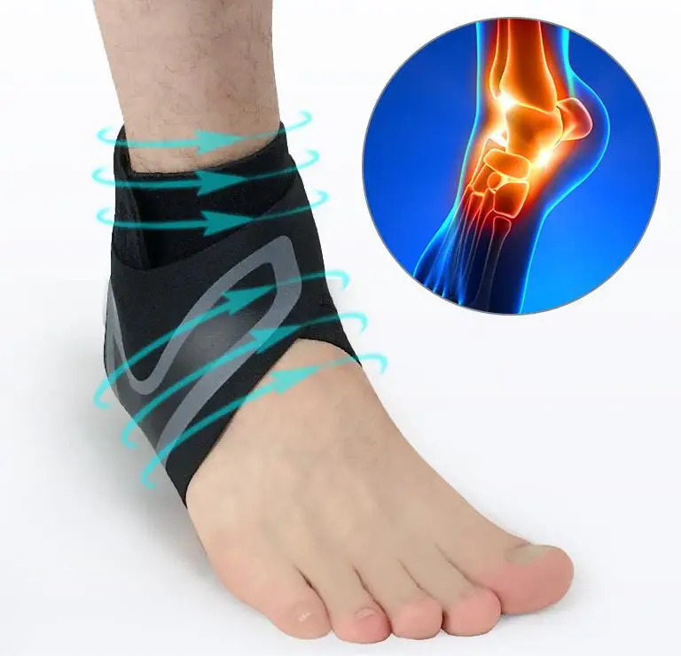 Customized Logo Sports Safety Adjustable Running Ankle Protector Support Compression Neoprene Ankle Brace