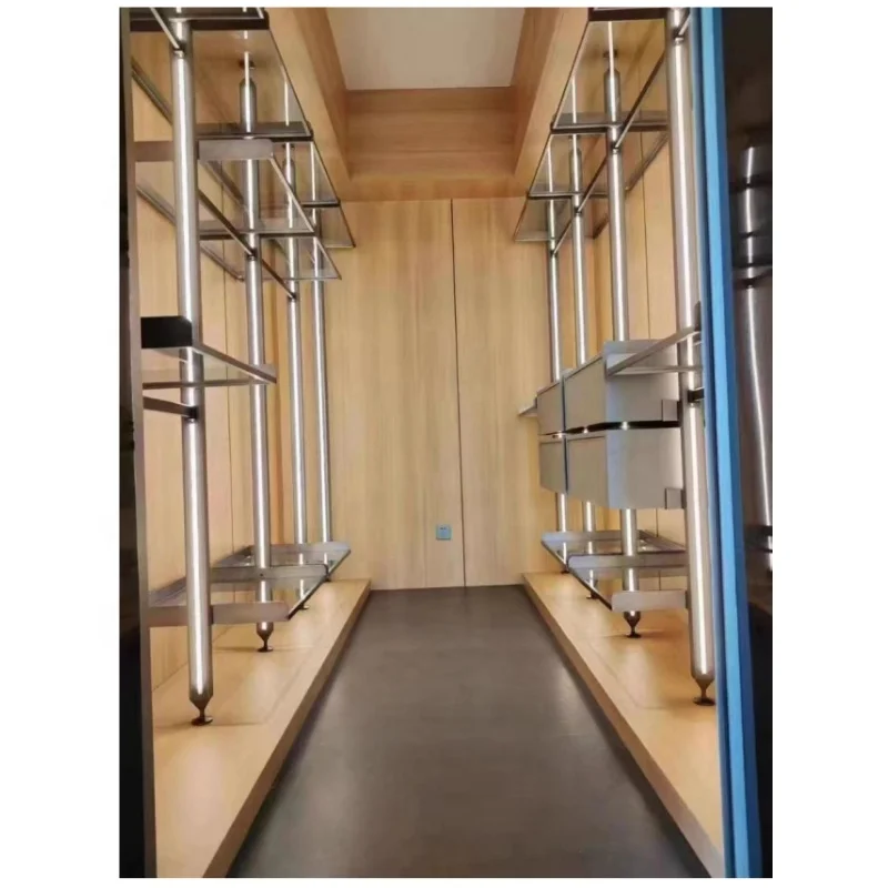 customized aluminum walk in closet dressing room wall system storage aluminum shelving system