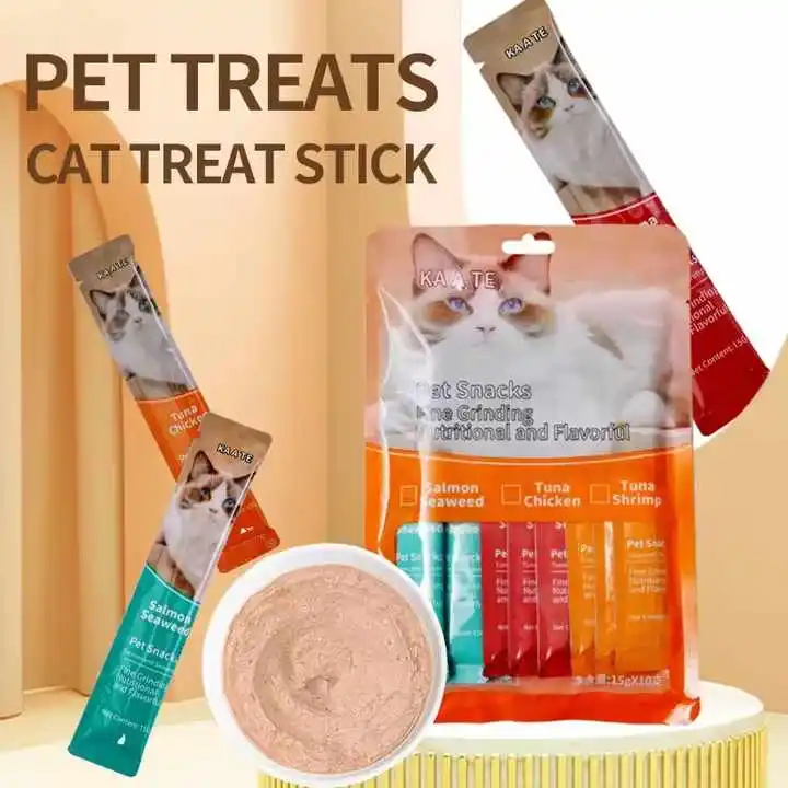 Wholesale  pet Snacks Nutrient Cat Strips Adult Fresh Fluid Wet Grain Calcium Supplement Cat Treats