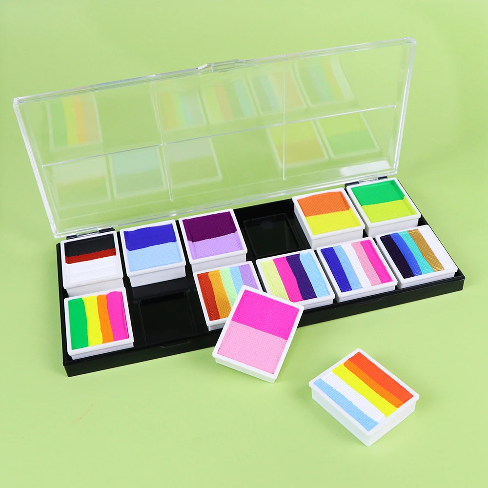 Gp Washable uv neon color fluorescent New Makeup 12 Split color pallet Water Activated face painting Body paint for Christmas