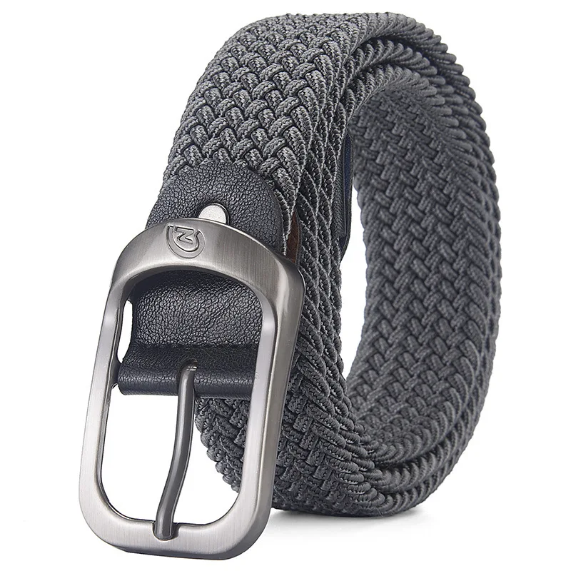 Braided belt elastic elastic canvas belt without holes free punching men and women versatile student trouser belt