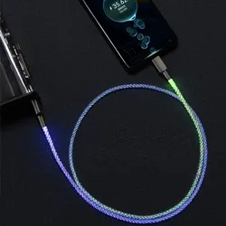 2022 new release RGB LED USB cable 6A 3ft LED Light Up Visible Flowing Charging Cords USB C Cable