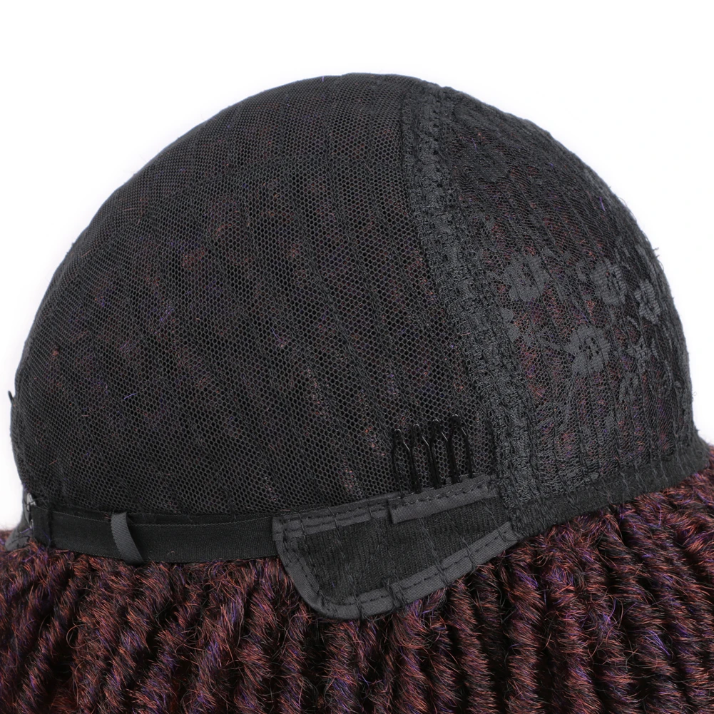 Cheap durable Short Twist Afro Hair Extensions wigs Clip in Short Curly Weave Dreadlock Faux  Synthetic fiber wigExtension